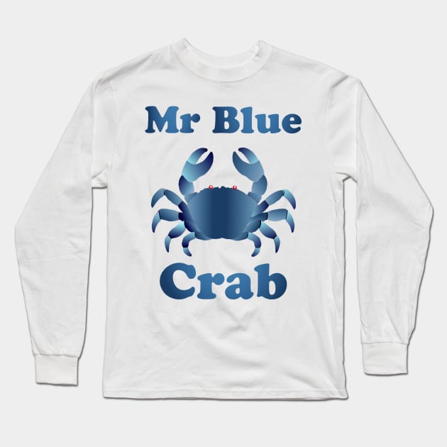 Mr Blue Crab Long Sleeve T-Shirt by Alex Bleakley